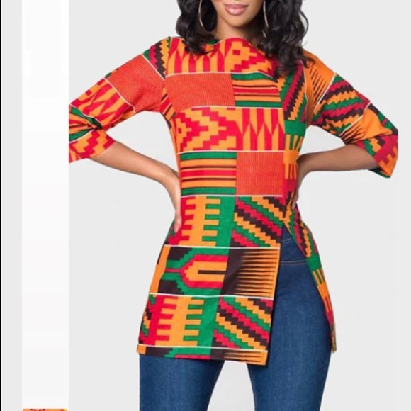 African Women Clothes Dashiki Top Traditional Print Clothing Size Large - Picture 2 of 10